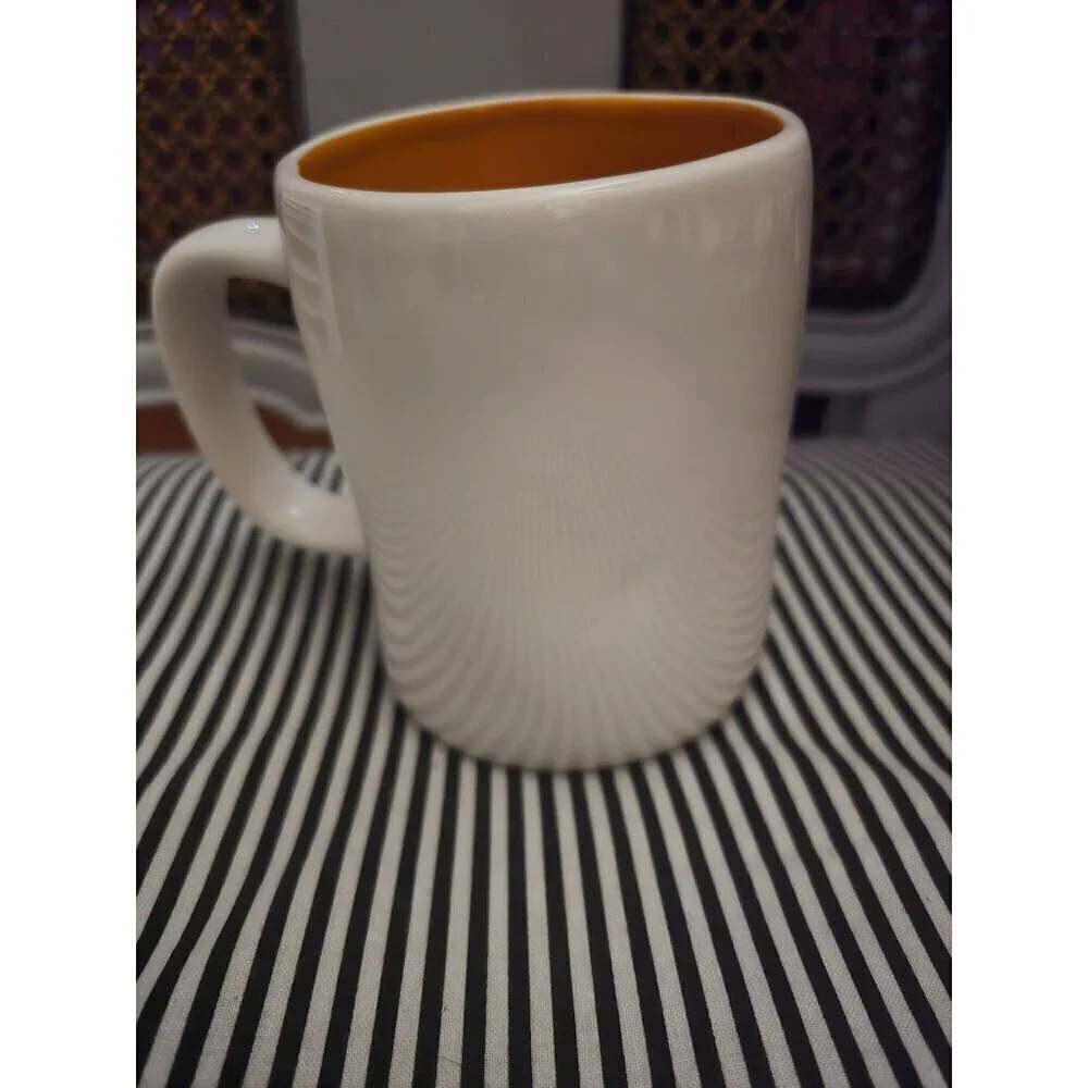 Rae Dunn Halloween Treat Candy Corn Icon Coffee Mug Orange Interior